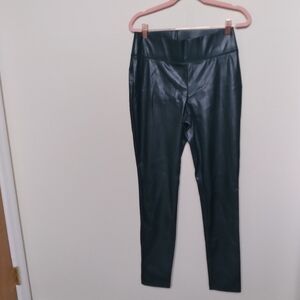 INC International Concepts Hunter Green Faux Leather High Waist Pants Size 6